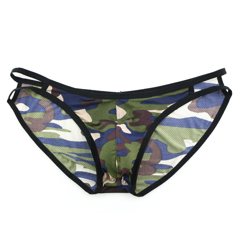 迷彩网孔透气低腰镂空男士内裤