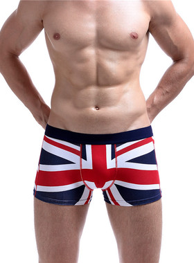 SEOBEAN男士内裤 莱卡棉英国国旗印花宽筋U凸低腰平角裤男70204