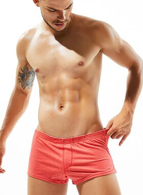 SEOBEAN男士阿罗内裤 莱卡棉侧开叉内兜囊低腰家居平角裤1220501