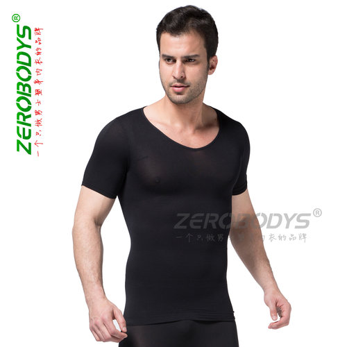 ZEROBODYS男士束身上衣 弹性锦纶收腹美体圆领短袖T恤内衣 Z338