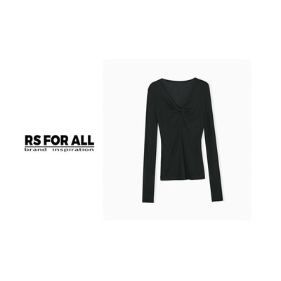 RS FOR ALL  天丝羊毛款扭结V领上衣RSDT1116