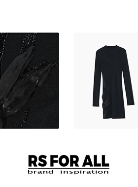 RS FOR ALL  羊毛修身款立领亮片针织连衣裙RSKD5033