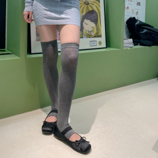 韩国东大门新款防晒美腿堆堆袜棉袜芭蕾风纯色过膝长筒袜踩脚袜套
