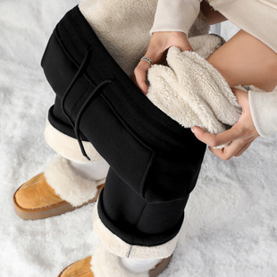 加绒加厚棉裤女款外穿2025新款冬羊羔绒裤子女巨好看窄版直筒裤子