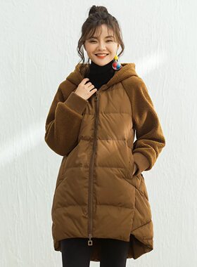 孕之彩冬款厚款羽绒服保暖孕妇装中长款白鸭绒减龄时尚连帽外套