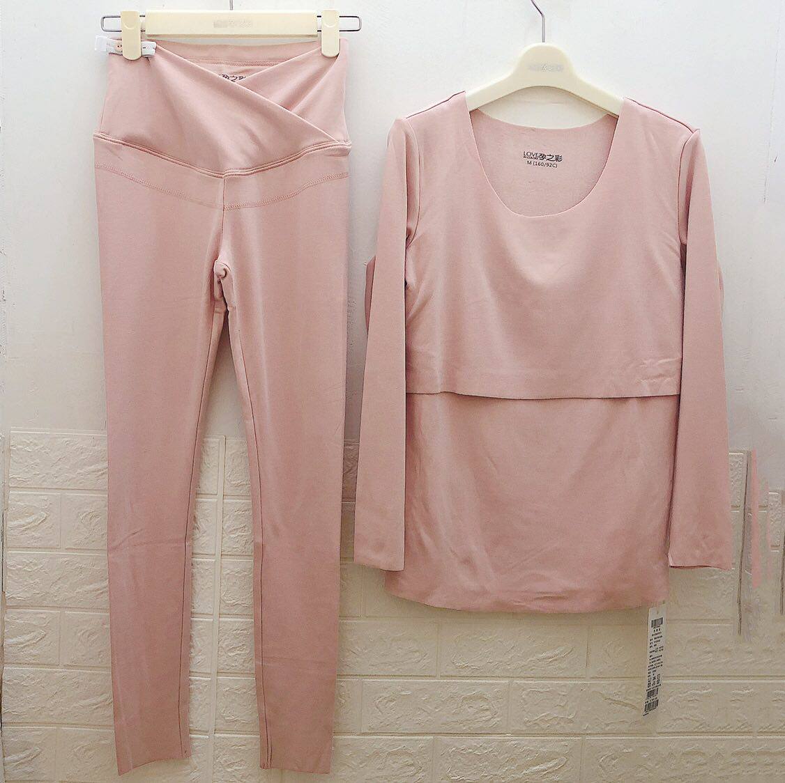 임신 색상 가을 옷 가을 바지 겨울 독일 벨벳 플러스 벨벳 두꺼운 슈퍼 탄성 출산 감금 옷 따뜻한 옷 세트 낮은 허리