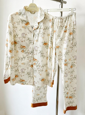孕之彩夏季薄款全棉超柔带胸垫孕妇睡衣套装可哺乳月子服家居服