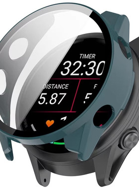 适用佳明Forerunner970手表保护壳套570钢化膜屏幕全包硅胶手表带