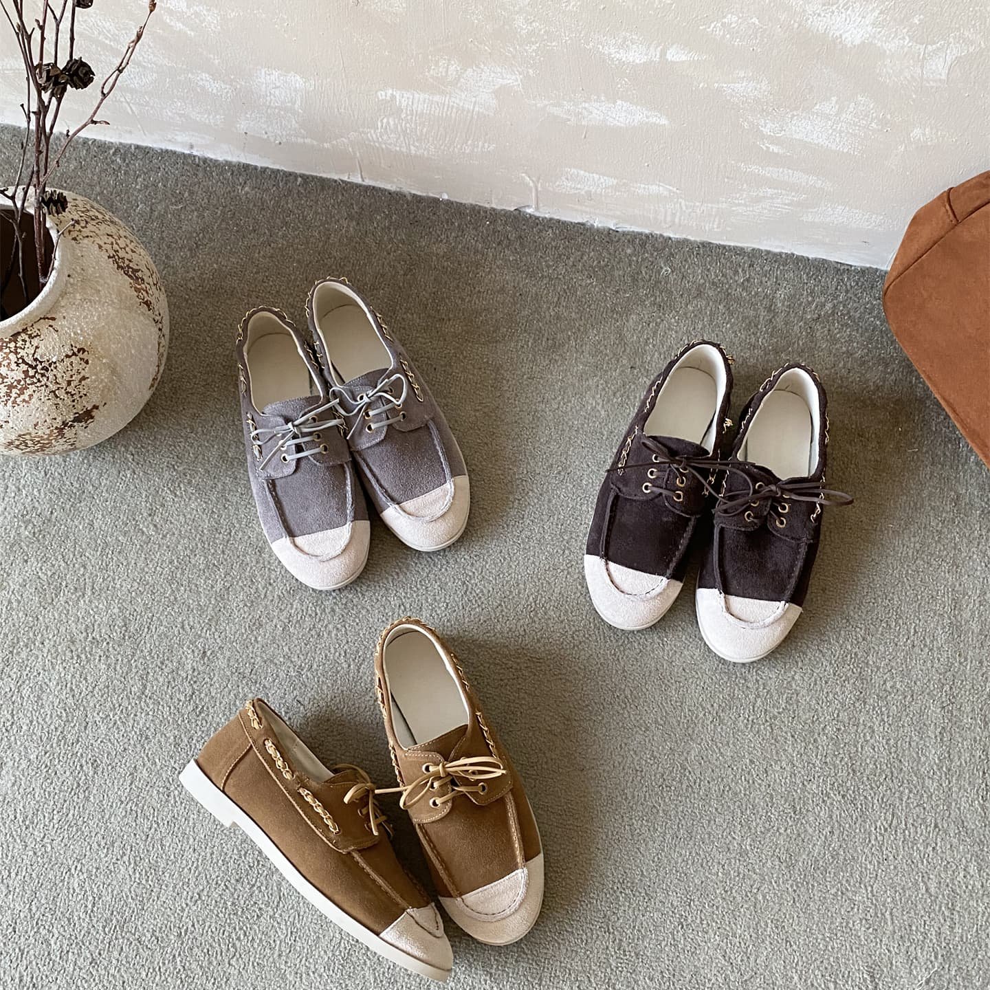 休闲风拼色牛津鞋女平底系带圆头百搭乐福鞋青年真皮深口单鞋布鞋,女鞋,牛津鞋/布洛克鞋/德比鞋,淘宝优惠券,粉丝福利购,淘宝优惠卷
