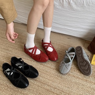 玛丽珍鞋 法式 2025年新款 绑带优雅风芭蕾鞋 温柔甜美少女心平底单鞋