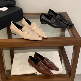 气质百搭通勤新款 英伦风尖头乐福鞋 女鞋 子深口内增高跟单鞋 小皮鞋