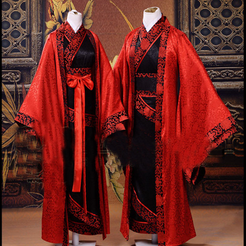 古代婚礼新款汉服出租 男女曲裾襦裙婚服结婚礼服贵妃演出服租赁