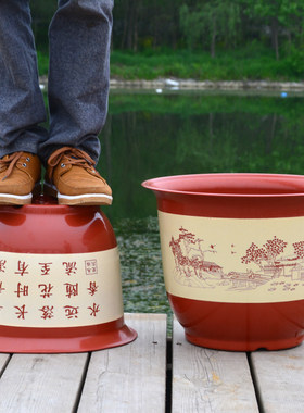 塑料仿陶瓷加厚山水盆