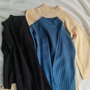 日单纯元 日本SLY家  2023年秋新 修身罗纹针织衫毛衣连衣裙女