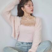 开衫 小V日单 外套女 0142050430 甜美软糯毛绒针织短款 nice claup