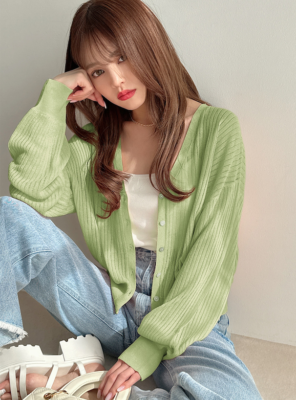 日本grl开衫V领套头彩色