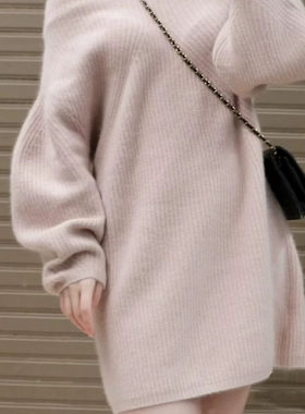日系S家 温柔慵懒风套头针织连衣裙女宽松中长款高级感毛衣裙女