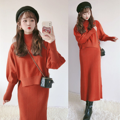 日单简约纯色针织毛衣半身裙