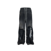 GOJOYJINNI双腰破坏糜烂五条杠宽松廓形喷脏牛仔裤