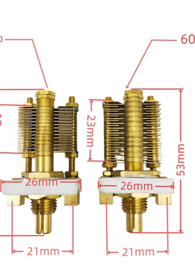 CW2F高频高Q值陶瓷全铜单联空气可变电容60P100P美容医疗小环天线