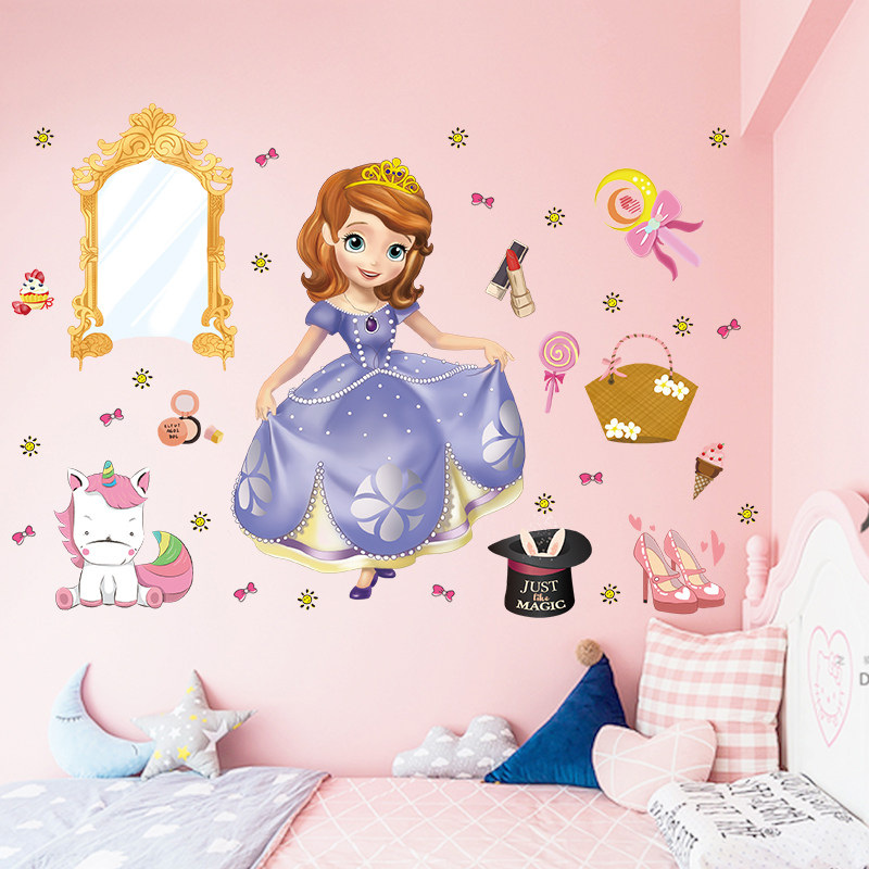 儿童女孩卧室布置卡通墙壁贴画公主房间墙面装饰画墙贴纸墙纸自粘