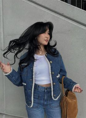 CI代购S家25秋冬宽松大廓形摇粒绒内衬牛仔衫短外套SFPBL01177