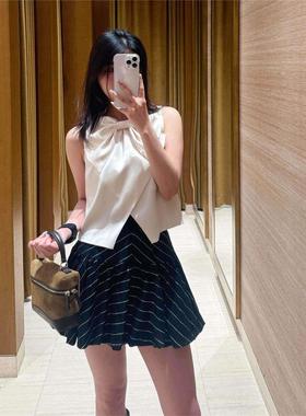 CI代购S家26春夏蝴蝶结装饰无袖坎肩交叉前襟马甲SFPTO00859