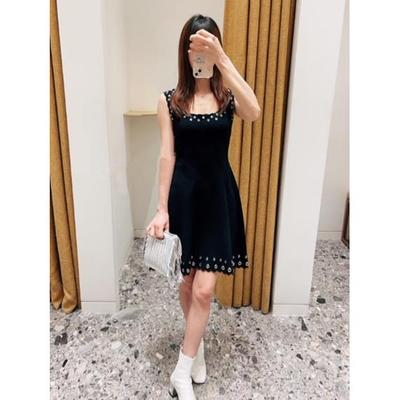 CICI代购m家连衣裙2025春夏铆钉镂空U字领高腰吊带短裙MFPRO04117