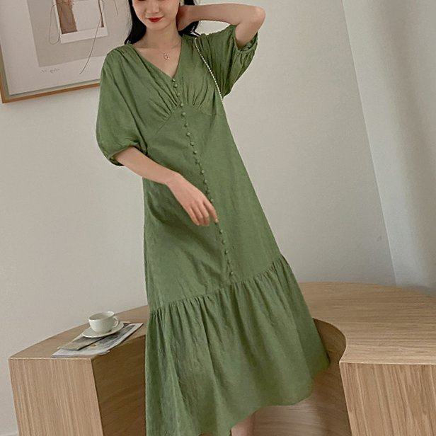 爱蔷薇智熏法式V领白色连衣裙子宽松女仙2020夏季大码显瘦中长款