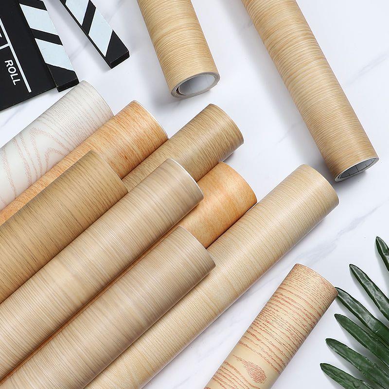北欧浅色木纹贴纸自粘木加厚防水真原木色家具翻新桌面柜子门