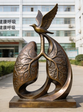 医院呼吸科仿铜玻璃钢雕塑定制