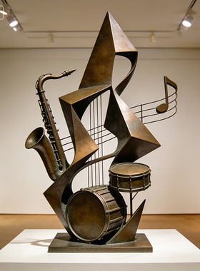 艺术展览馆抽象音乐主题铸铜雕塑室内歌剧院别墅装饰金属摆件定制