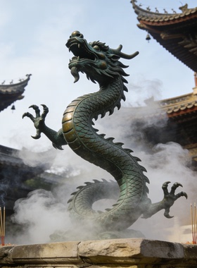 寺庙景区大型黄铜中国龙装饰铸铜动物金属雕塑定制源头铜艺术摆件