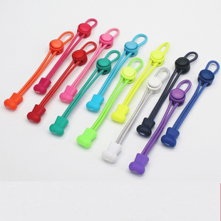 2双装皮筋鞋带锁扣儿童懒人运动鞋男女免系松紧弹力黑白彩色卡扣