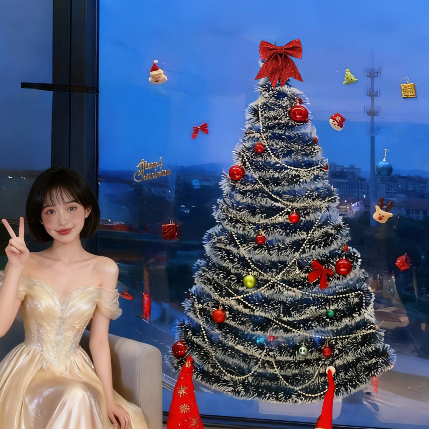 窗户圣诞树diy材料包毛条彩色球