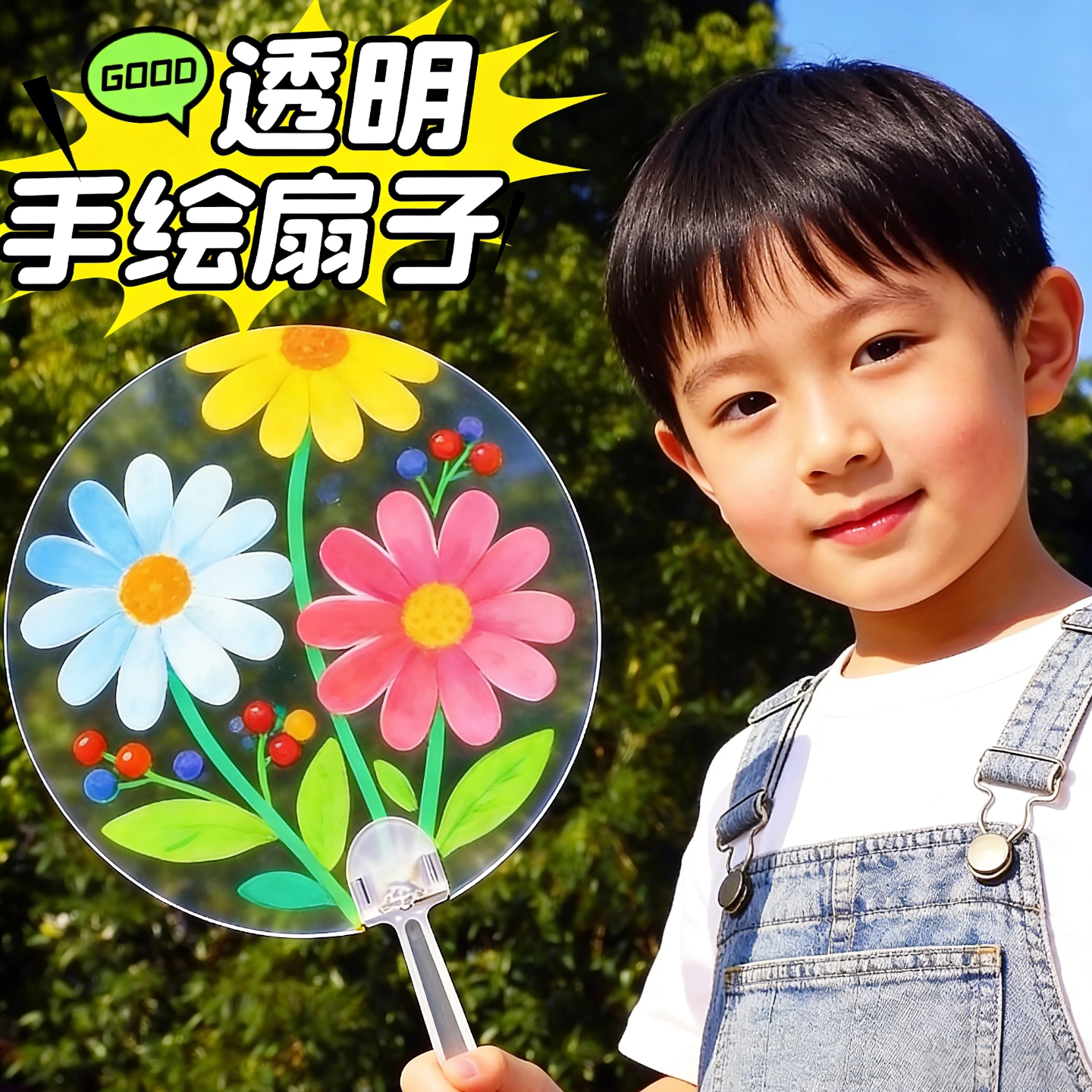 【当天发货】透明扇子diy材料包图片