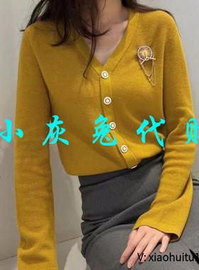 小灰兔专柜正品代购2025秋装V领针织开衫开衫1499201-4T02411-003