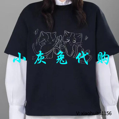 小灰兔专柜正品代购2026夏装新款喵咪印花短袖T恤530088-42236AU