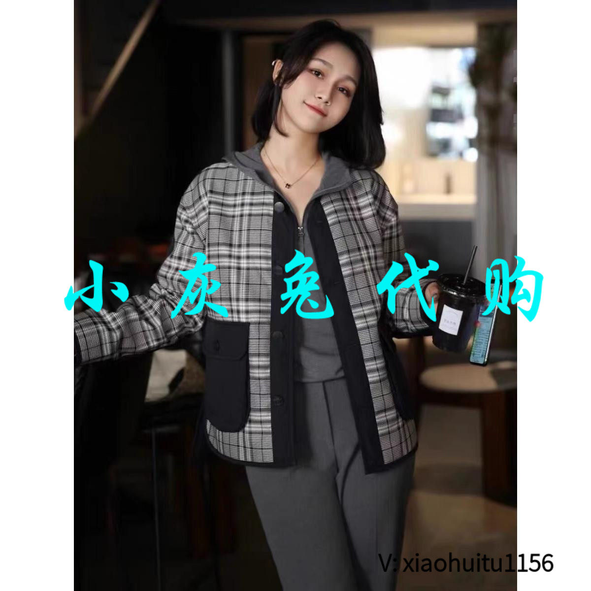 小灰兔正品代购格子棉服外套