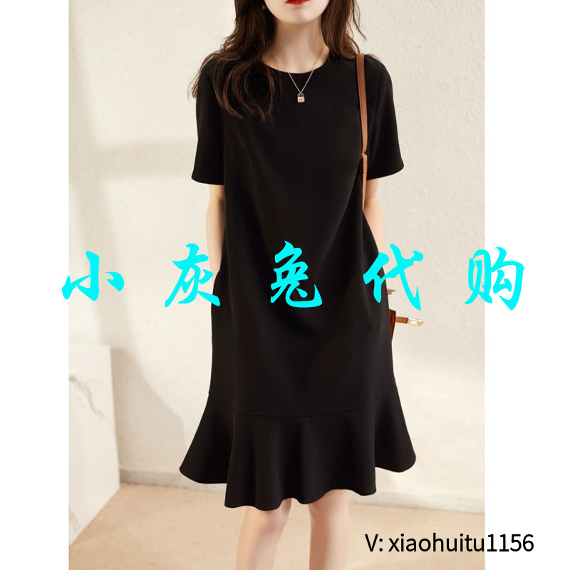 小灰兔专柜正品代购2024夏装黑色鱼尾连衣裙1501603-5Y31791-001