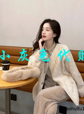 小灰兔专柜正品代购2025冬装菱格毛绒外套女1400648-7A08183-001