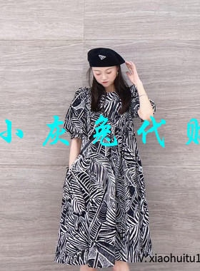 小灰兔专柜正品代购2025夏泡泡袖印花连衣裙5500388-2A24321-001