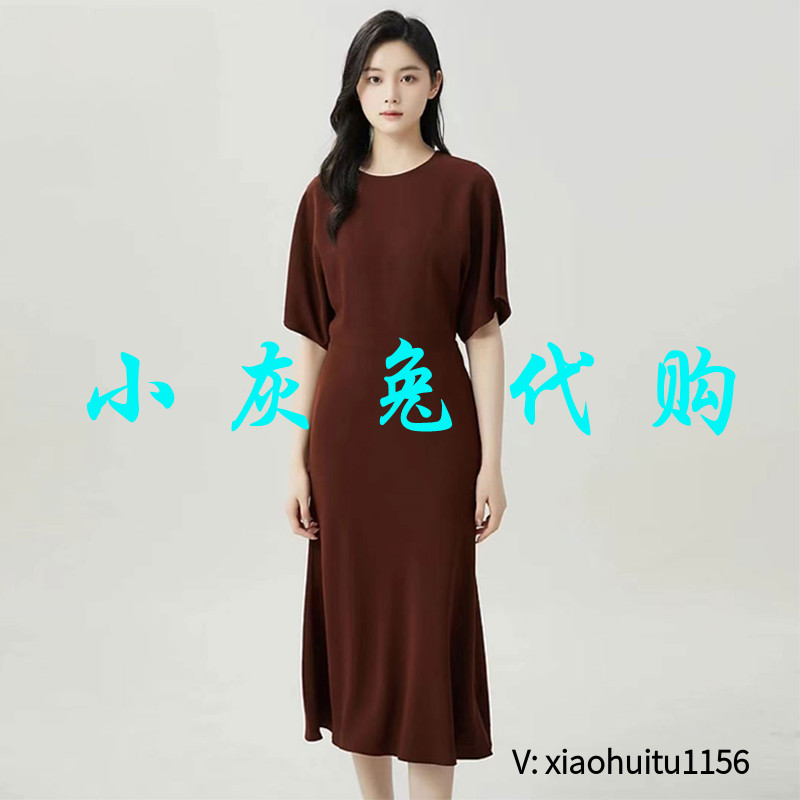 小灰兔专柜正品代购2026夏款法式收腰连衣裙短袖鱼尾长裙5500496