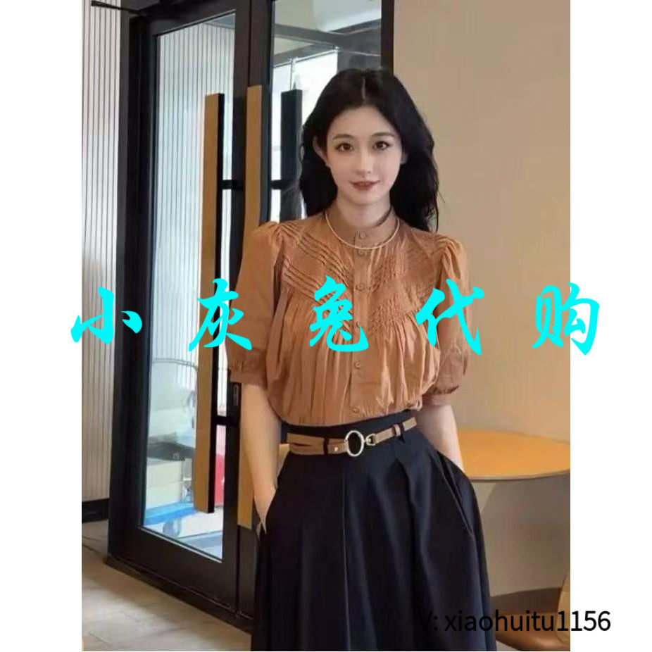 小灰兔专柜正品代购2026夏百搭宽松显瘦立领灯笼短袖衬衫1300970