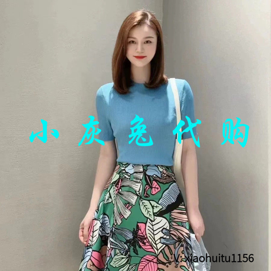 小灰兔专柜正品代购2026夏装新款烟管领冰丝针织衫短袖T恤5399601