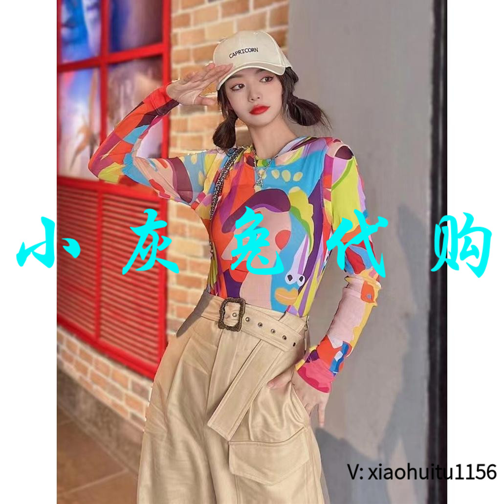 小灰兔正品代购印花连帽打底
