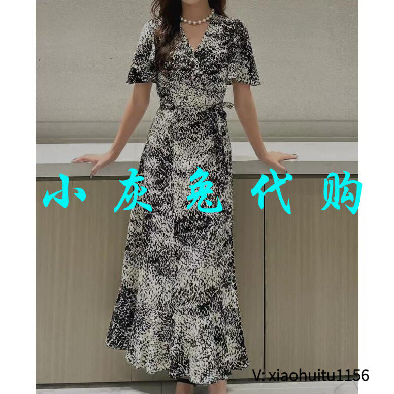 小灰兔专柜正品代购2026夏装V领短袖连衣裙5500532-2A59821-001