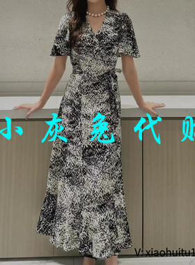 小灰兔专柜正品代购2026夏装V领短袖连衣裙5500532-2A59821-001