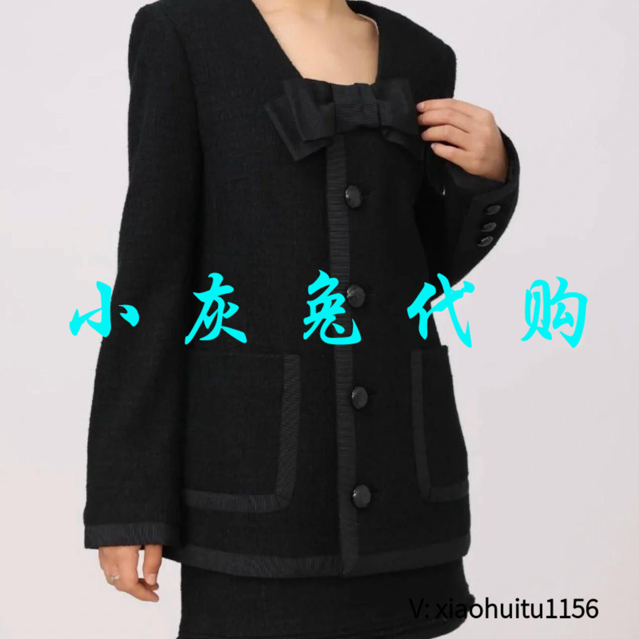小灰兔专柜正品代购2026秋冬新款小香风短外套蝴蝶结5400886