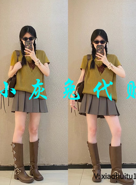 小灰兔专柜正品代购针织衫简约时尚慵懒风无袖V领宽松马甲5399678